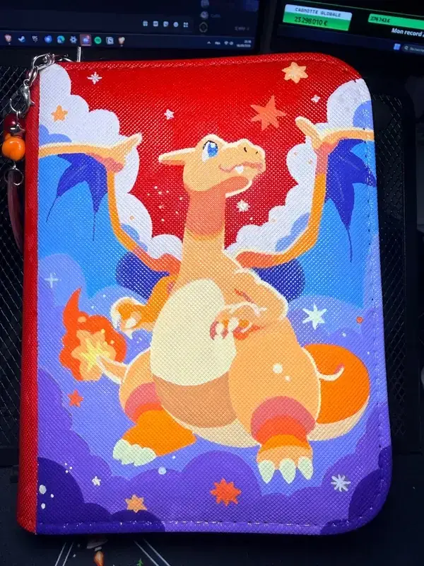 Binder Pokémon personnalisé peint à la main, phosphorescent, Dracaufeu