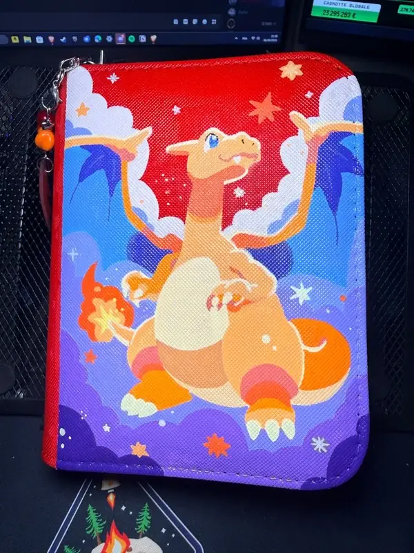 Binder Pokémon personnalisé peint à la main, phosphorescent, Dracaufeu