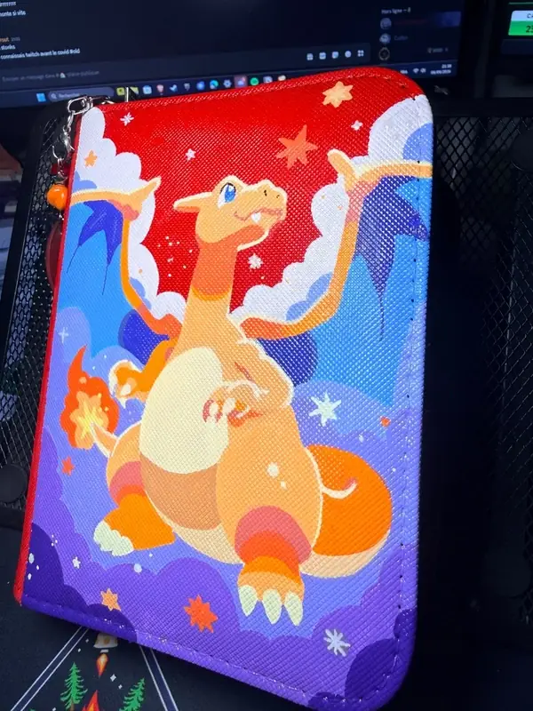 Binder Pokémon personnalisé peint à la main, phosphorescent, Dracaufeu