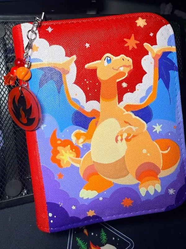 Binder Pokémon personnalisé peint à la main, phosphorescent, Dracaufeu
