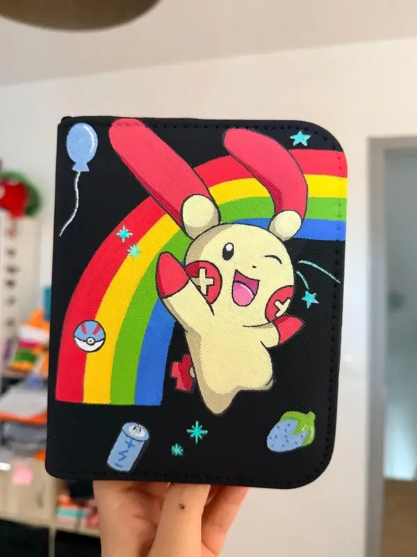 Duo de Binder Pokémon personnalisé peint à la main, phosphorescent, Posipi et Negapi